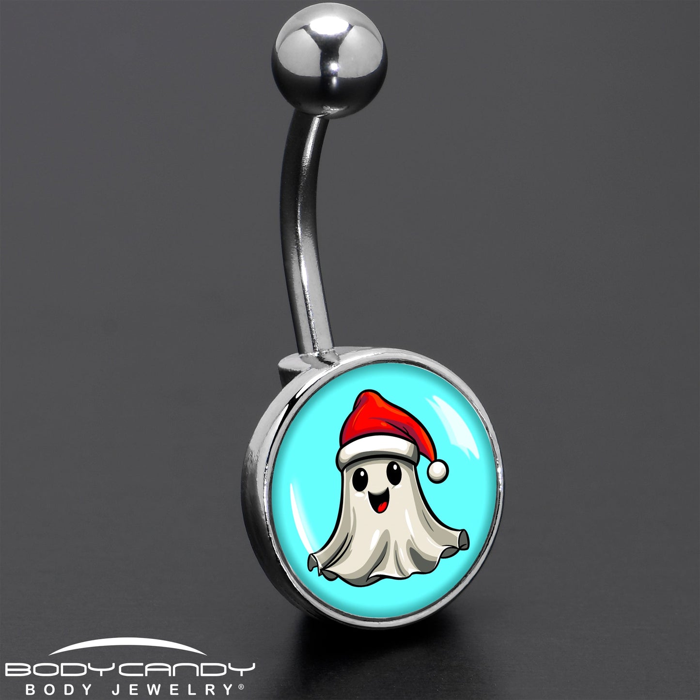 Holiday Christmas Spirit Ghost Belly Ring by Onyx O