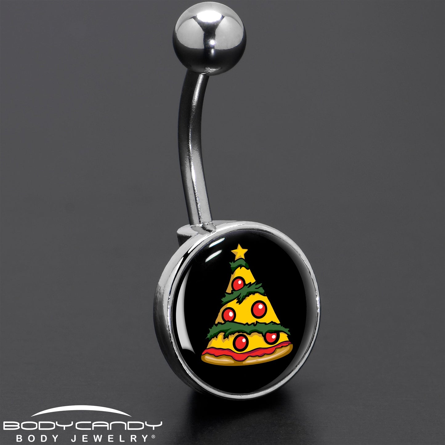 Christmas Holiday Pizza Tree Belly Ring by Onyx O
