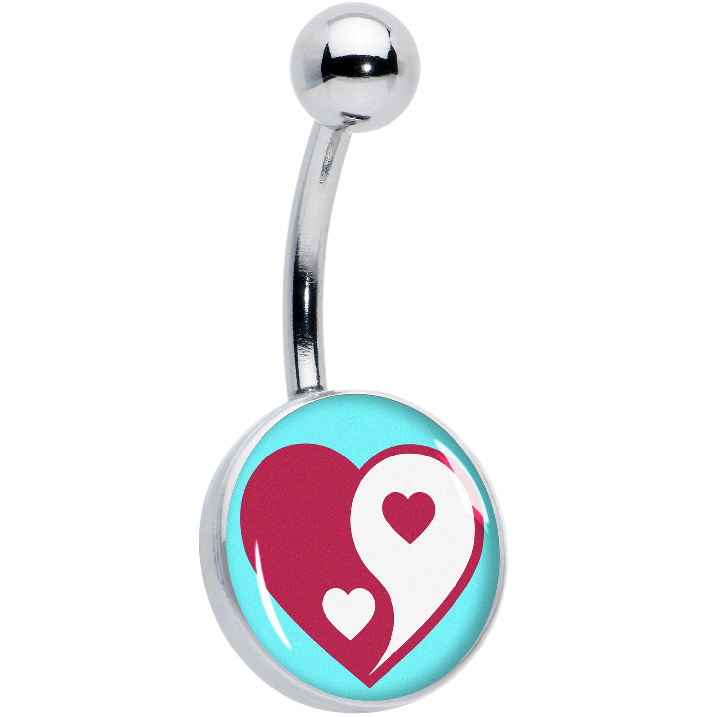 Love Yin Yang Heart Belly Ring by Onyx O
