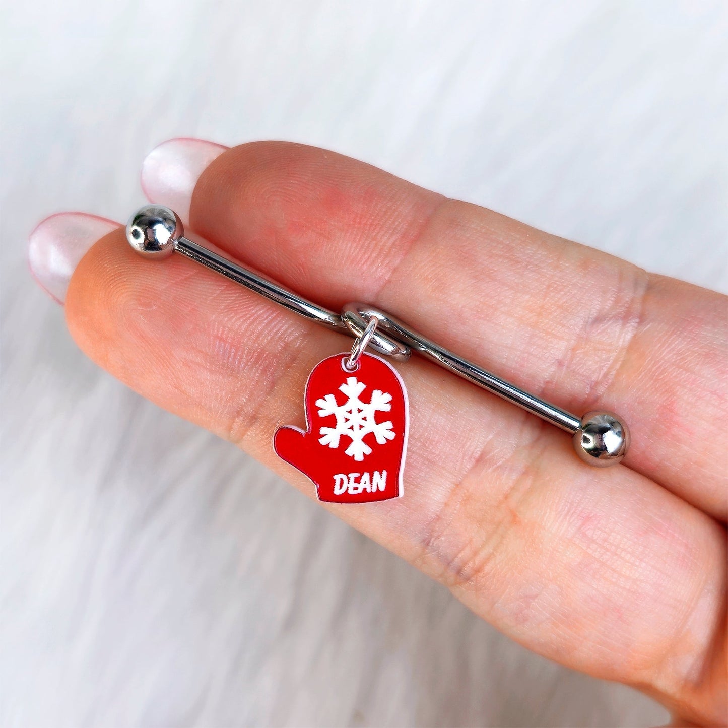 Custom Holiday Mitten Personalized Industrial Barbell