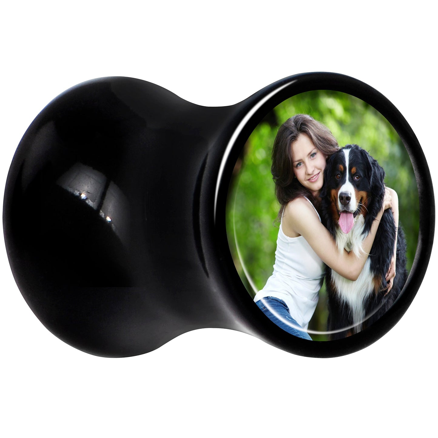Black Acrylic Custom Photo Saddle Plug - buy 2 for a pair