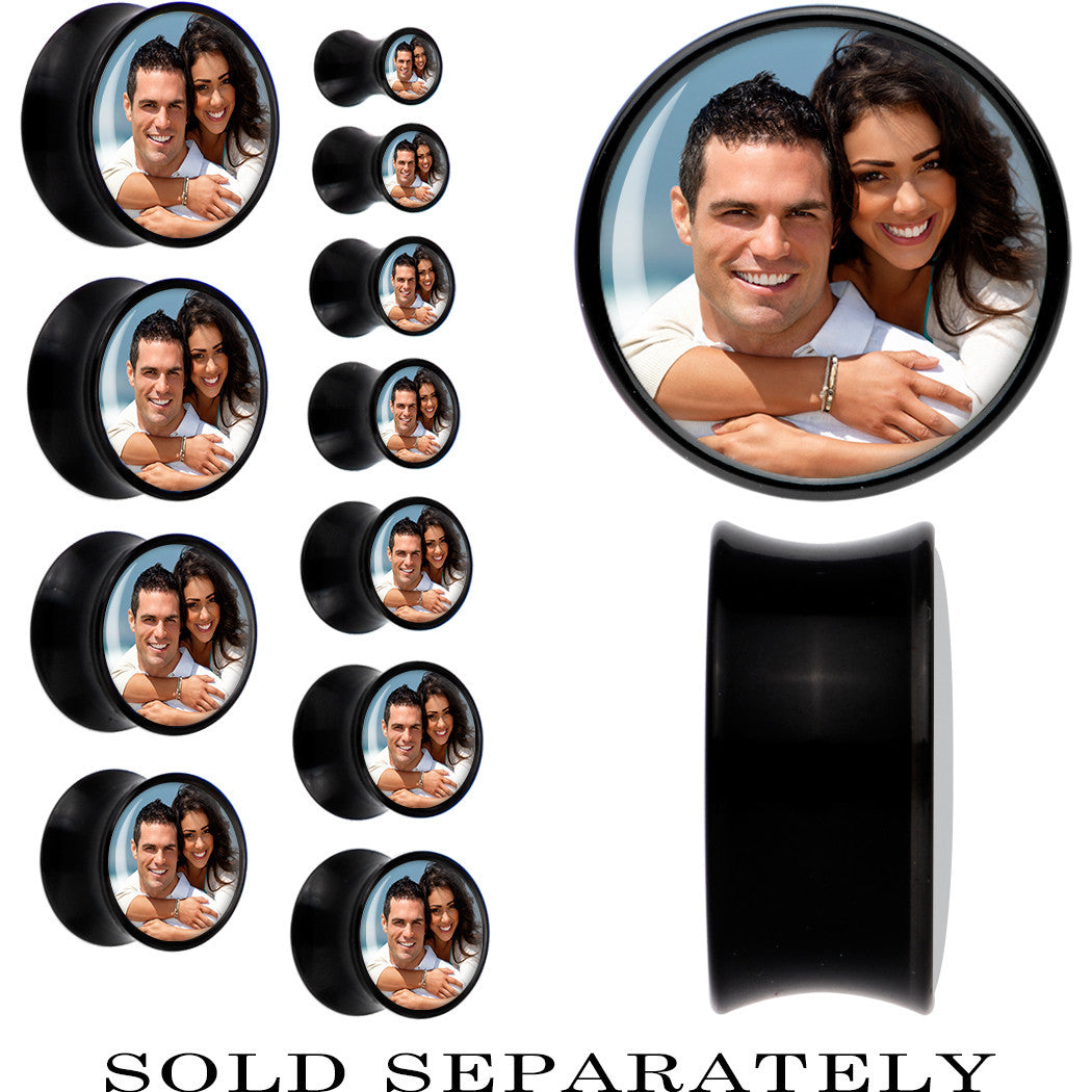 Black Acrylic Custom Photo Saddle Plug - buy 2 for a pair