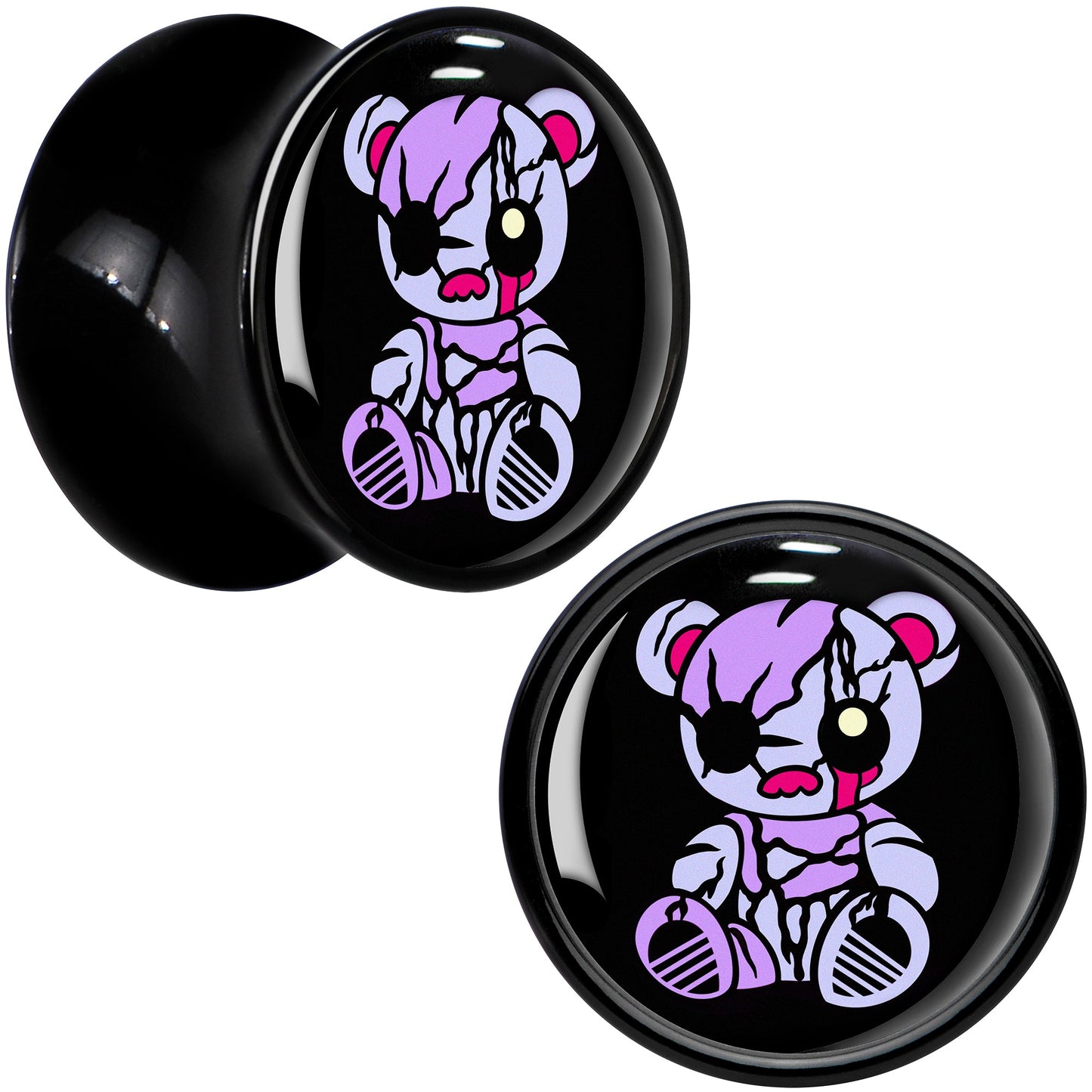Attitude Teddy Bear Black Acrylic Saddle Plug Set by Onyx O