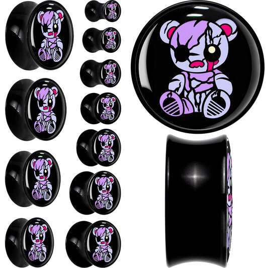 Attitude Teddy Bear Black Acrylic Saddle Plug Set by Onyx O