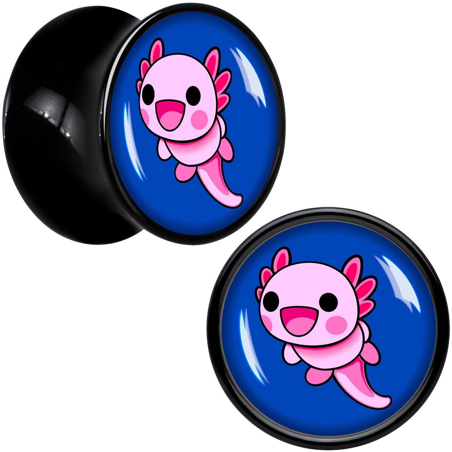 Adorable Axolotl Black Acrylic Saddle Plug Set by Onyx O