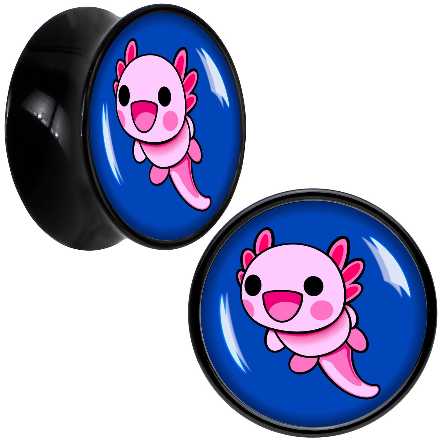Adorable Axolotl Black Acrylic Saddle Plug Set by Onyx O