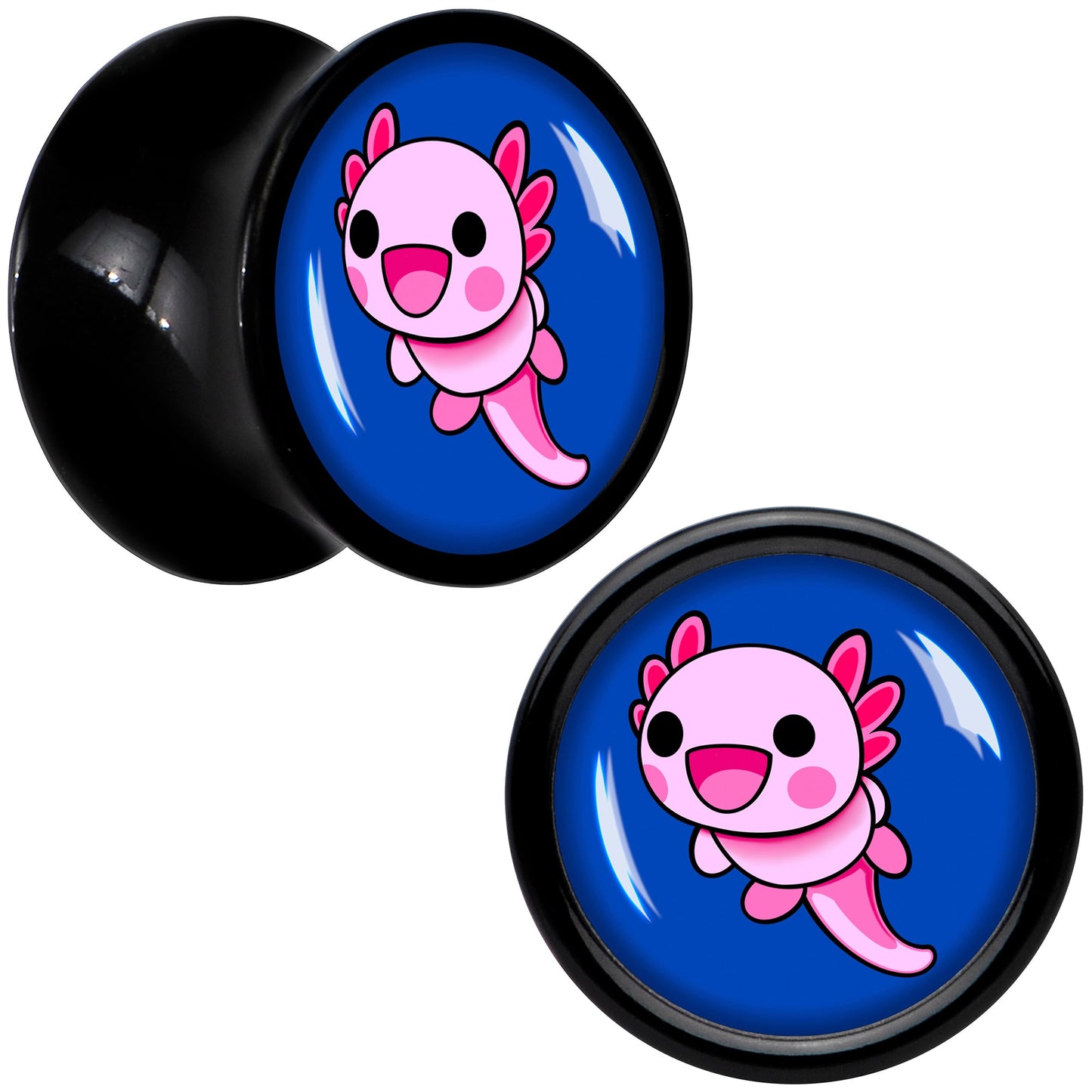 Adorable Axolotl Black Acrylic Saddle Plug Set by Onyx O