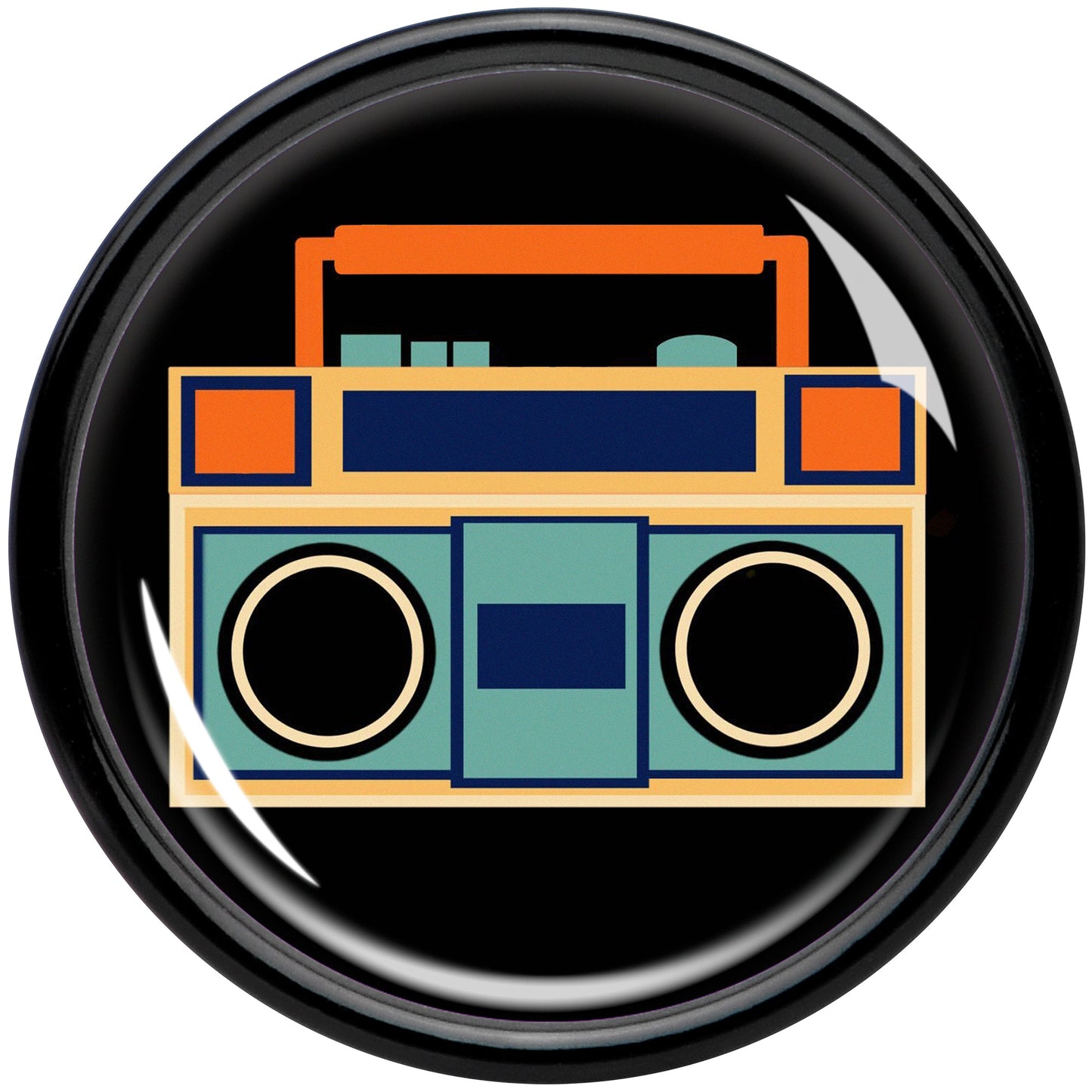 Black Acrylic Retro Boombox Double Flare Plug Set by Onyx O