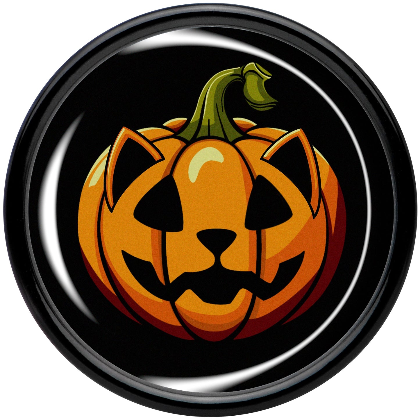 Orange Pumpkin Cat Jack-O-Lantern Black Acrylic Saddle Plug Set by Onyx O