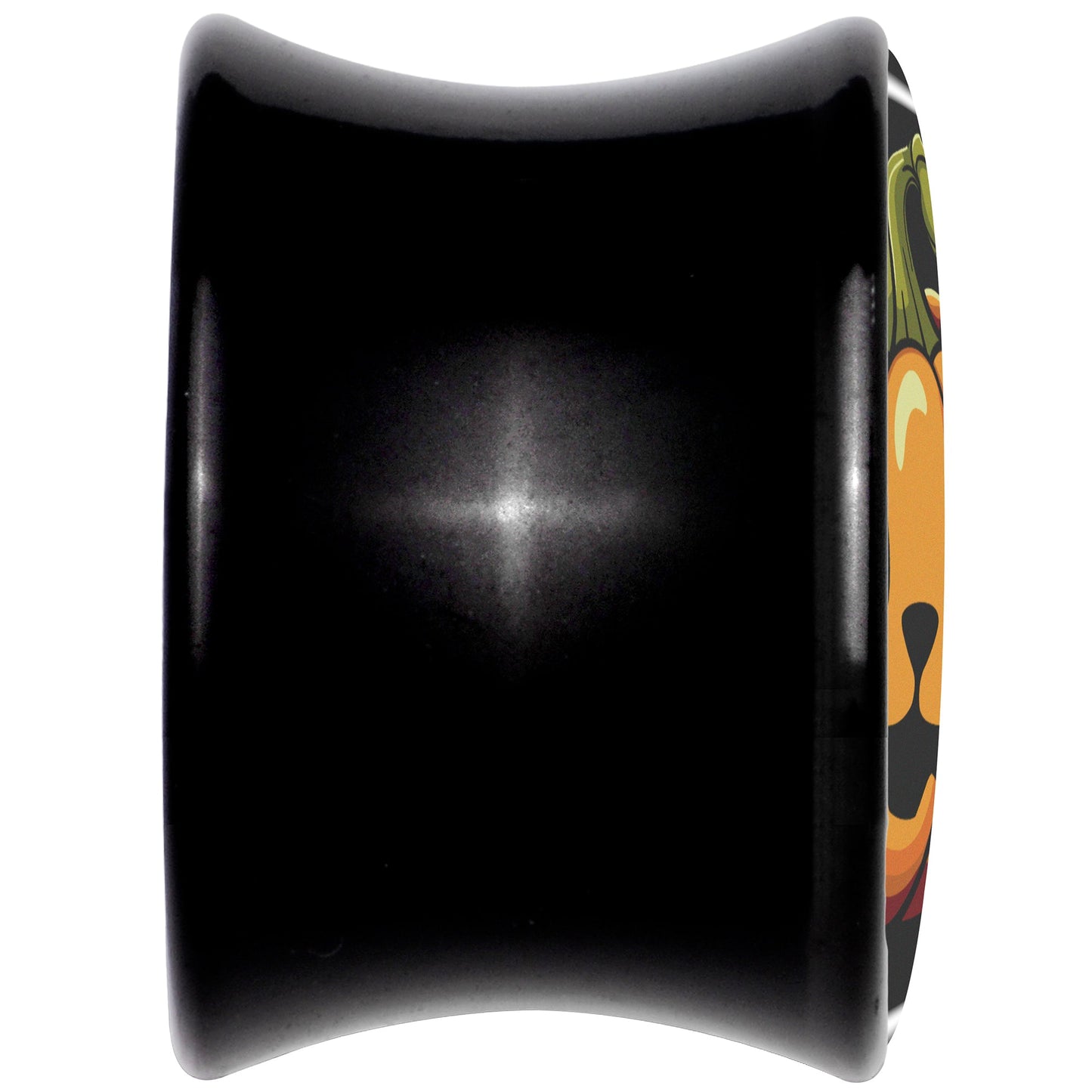 Orange Pumpkin Cat Jack-O-Lantern Black Acrylic Saddle Plug Set by Onyx O