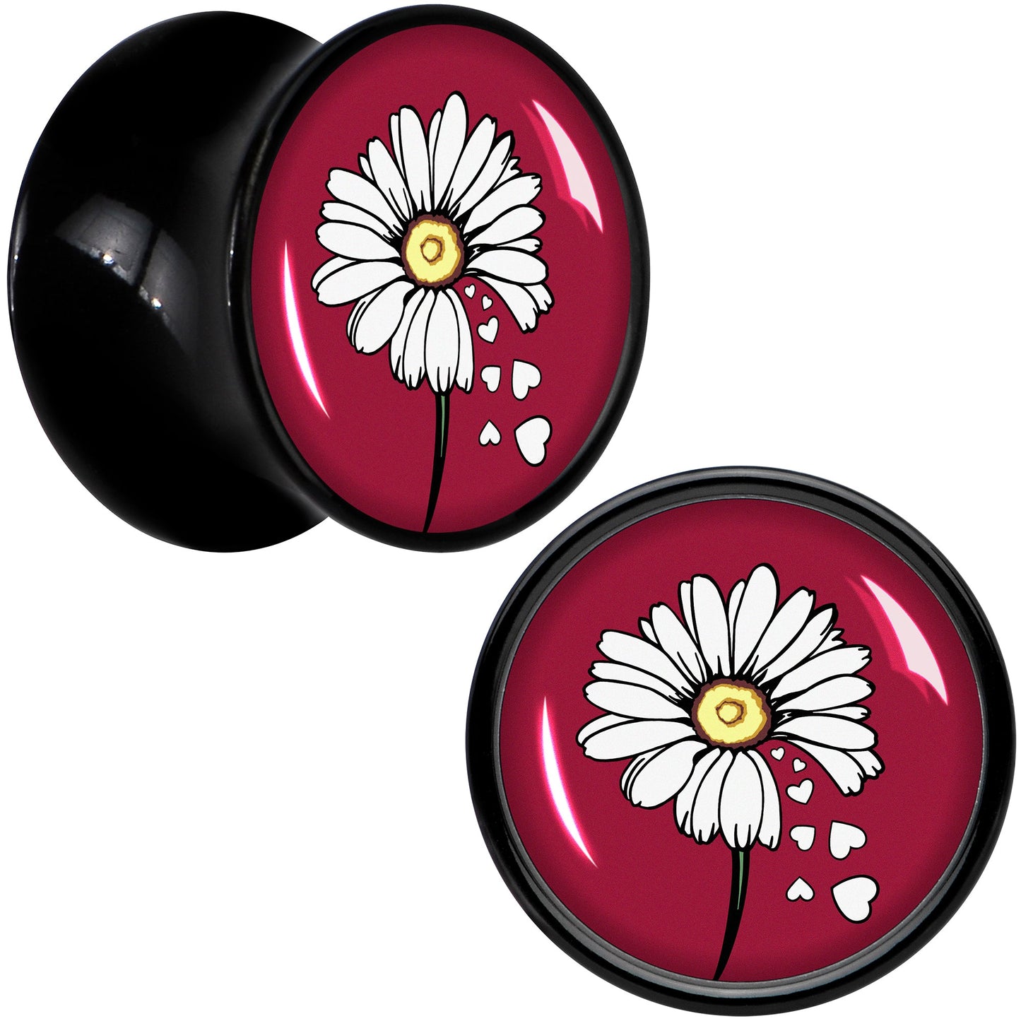 Love Me Not Flower Black Acrylic Saddle Plug Set by Onyx O