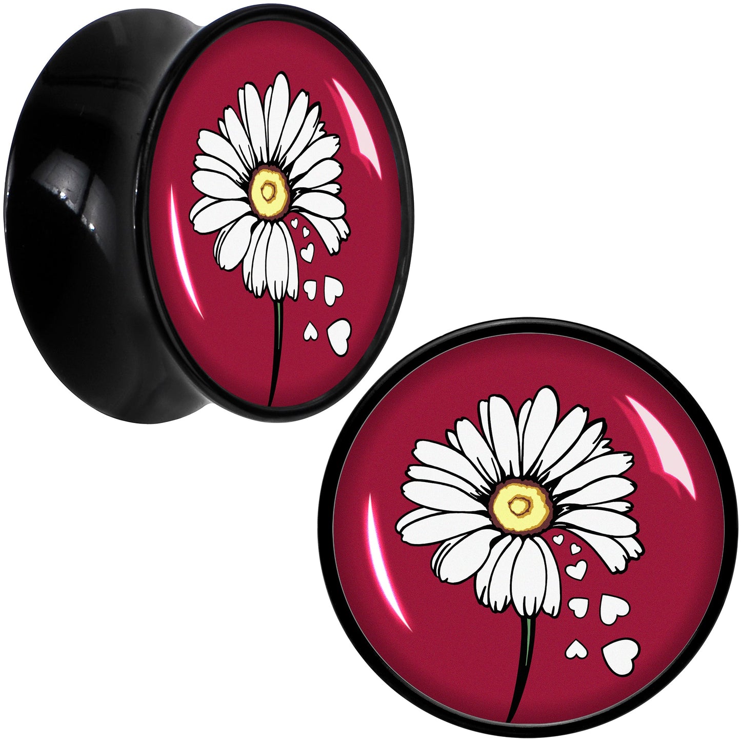 Love Me Not Flower Black Acrylic Saddle Plug Set by Onyx O
