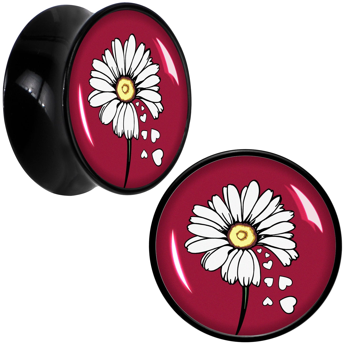 Love Me Not Flower Black Acrylic Saddle Plug Set by Onyx O