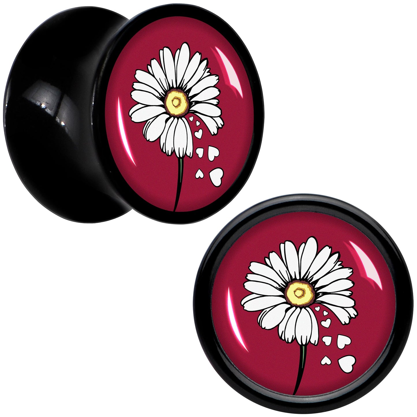 Love Me Not Flower Black Acrylic Saddle Plug Set by Onyx O