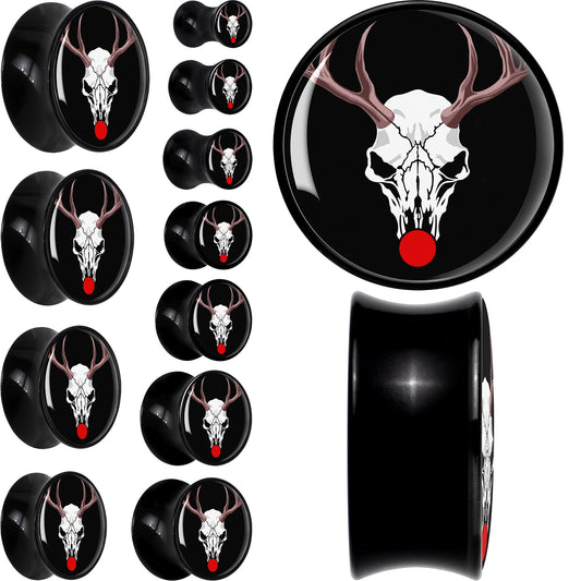 Holiday Dead Nosed Reindeer Black Acrylic Saddle Plug Set by Onyx O