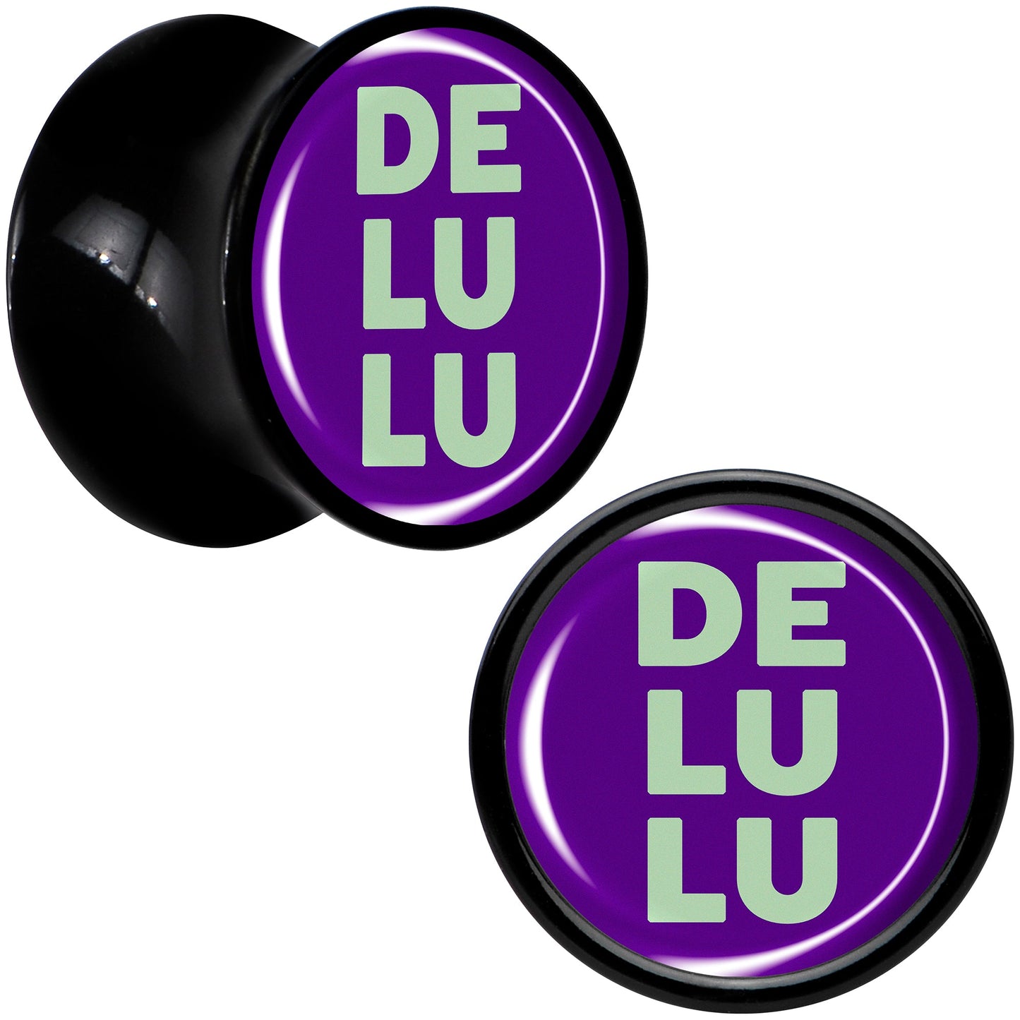 Word DELULU Black Acrylic Saddle Plug Set by Onyx O