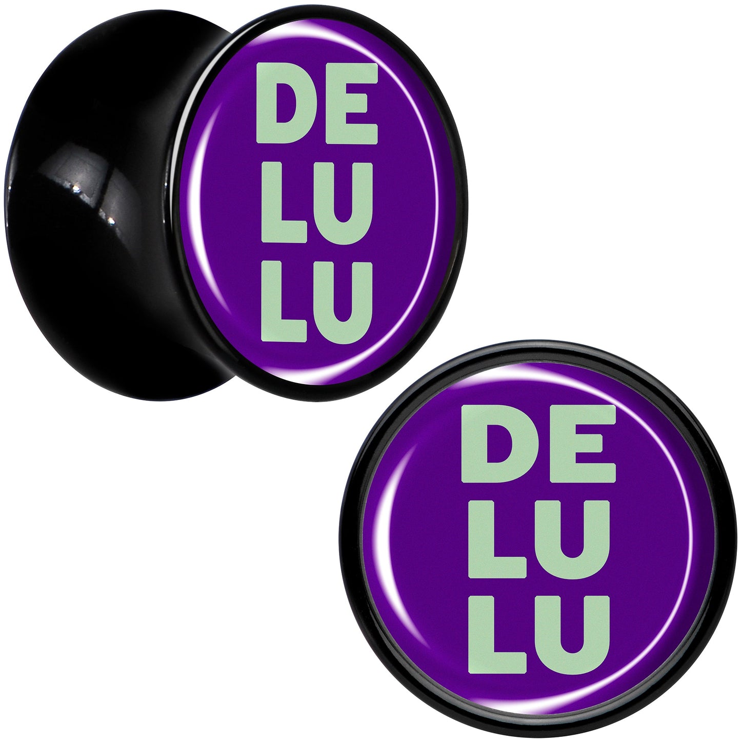 Word DELULU Black Acrylic Saddle Plug Set by Onyx O