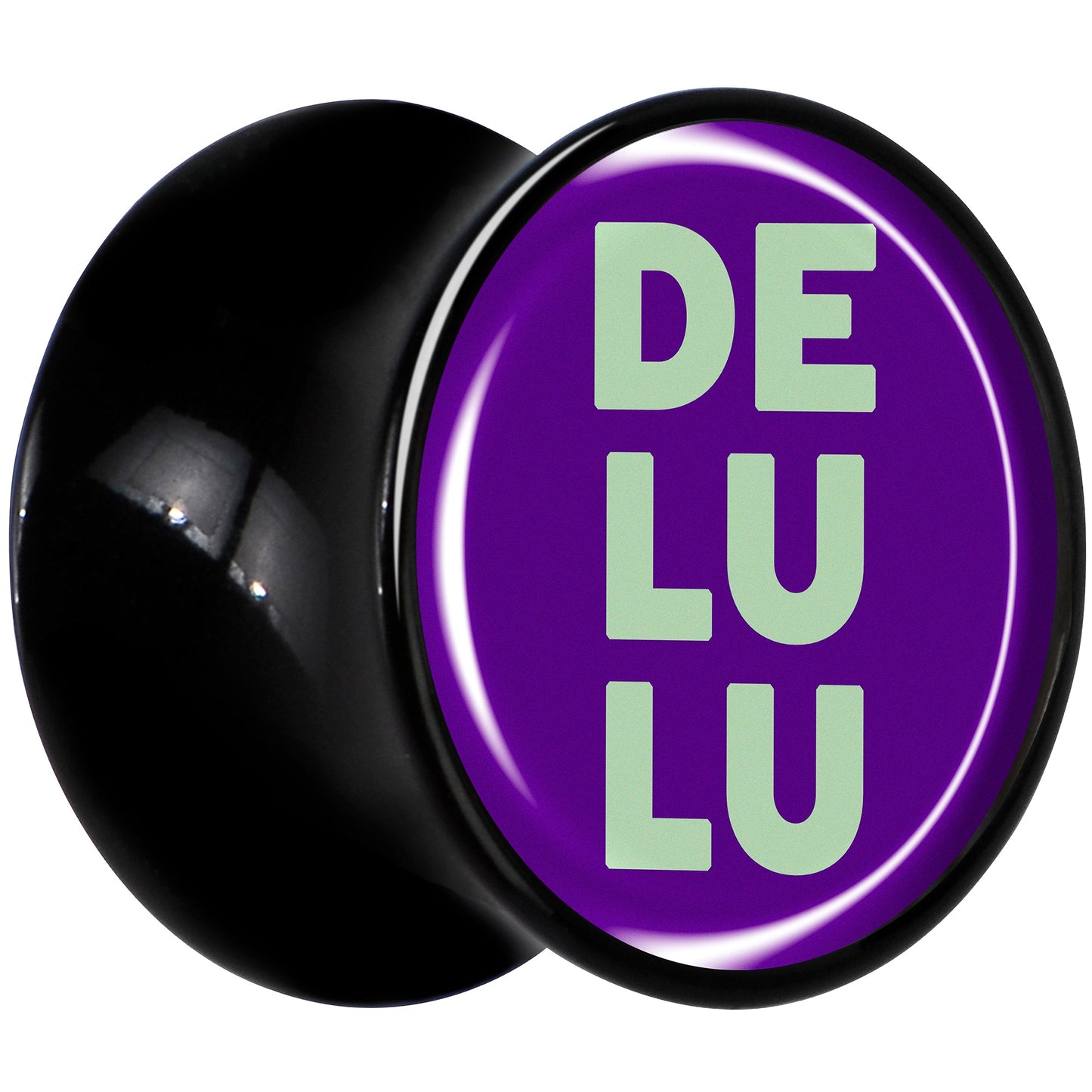 Word DELULU Black Acrylic Saddle Plug Set by Onyx O