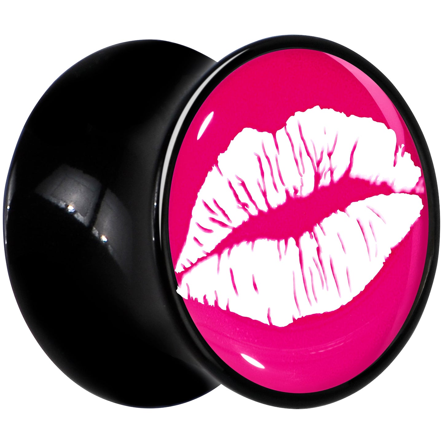 Black Acrylic Red Hot Lips Double Flare Plug Set by Onyx O