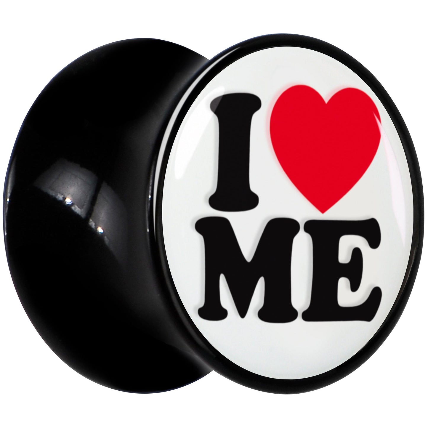 Black Acrylic I Love Me Double Flare Plug Set by Onyx O