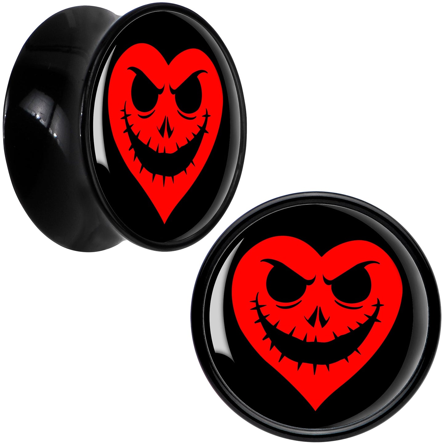 Valentine Jack O Heart Black Acrylic Saddle Plug Set by Onyx O