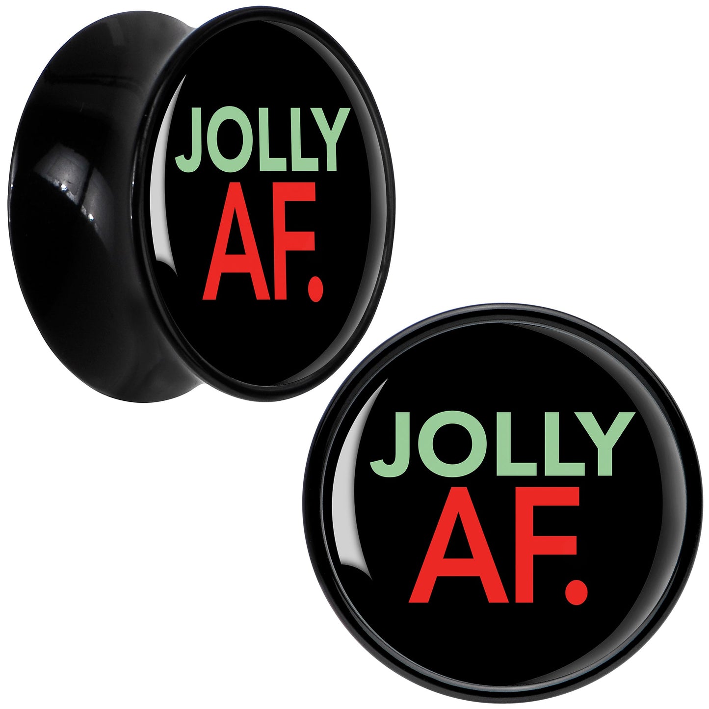Jolly AF Festive Holiday Christmas Acrylic Saddle Plug Set by Onyx O
