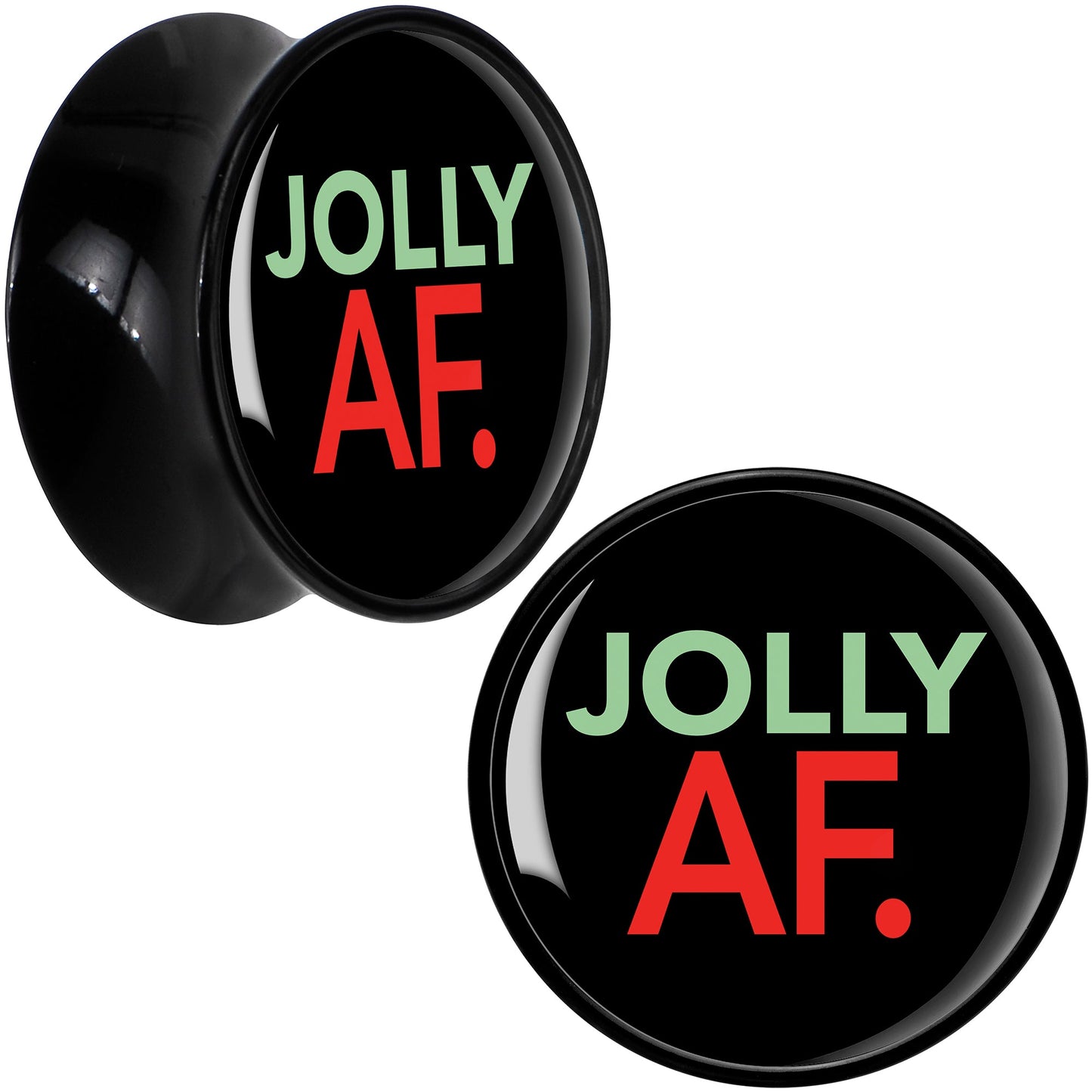 Jolly AF Festive Holiday Christmas Acrylic Saddle Plug Set by Onyx O