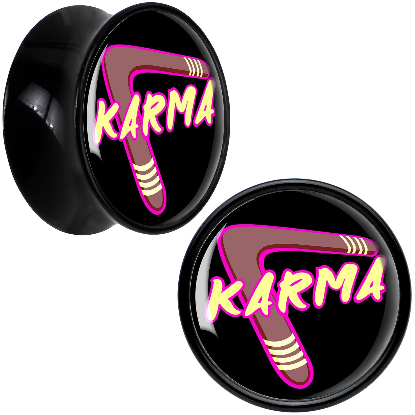 Karmic Boomerang Black Acrylic Saddle Plug Set by Onyx O