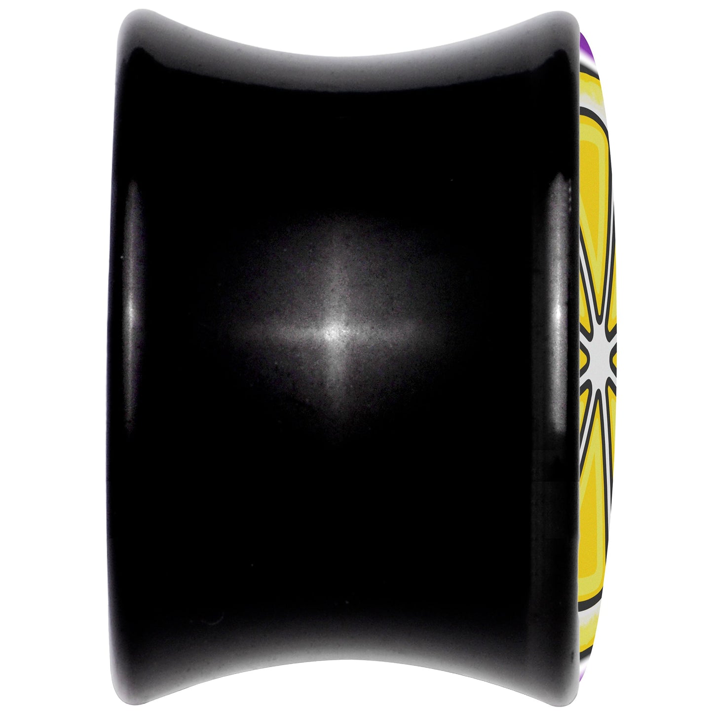 Yellow Slice of Lemon Black Acrylic Saddle Plug Set by Onyx O
