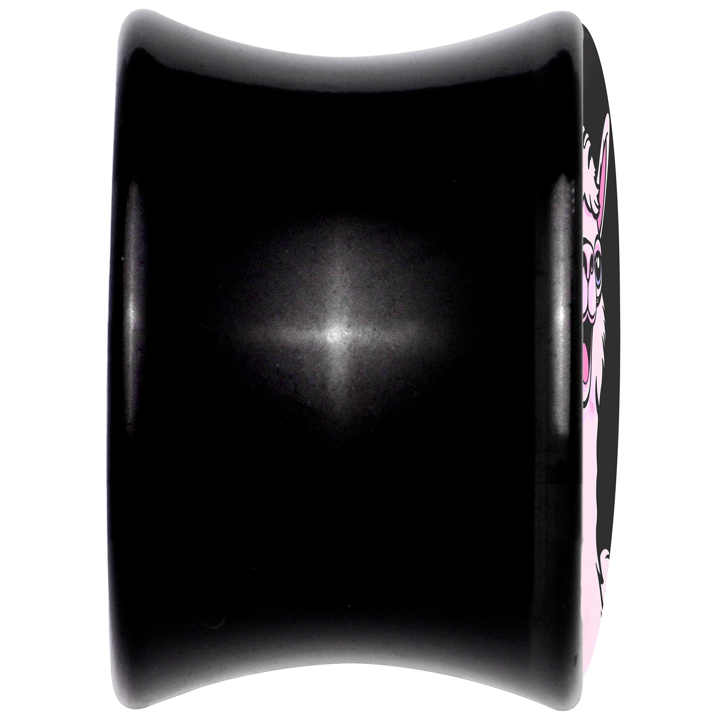 Pink Happy Llama Black Acrylic Saddle Plug Set 8mm to 20mm by Onyx O
