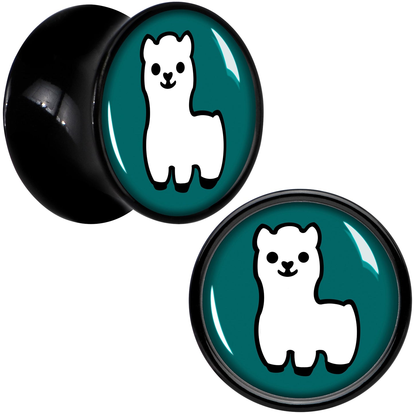 White Llama Black Acrylic Saddle Plug Set 8mm to 20mm by Onyx O
