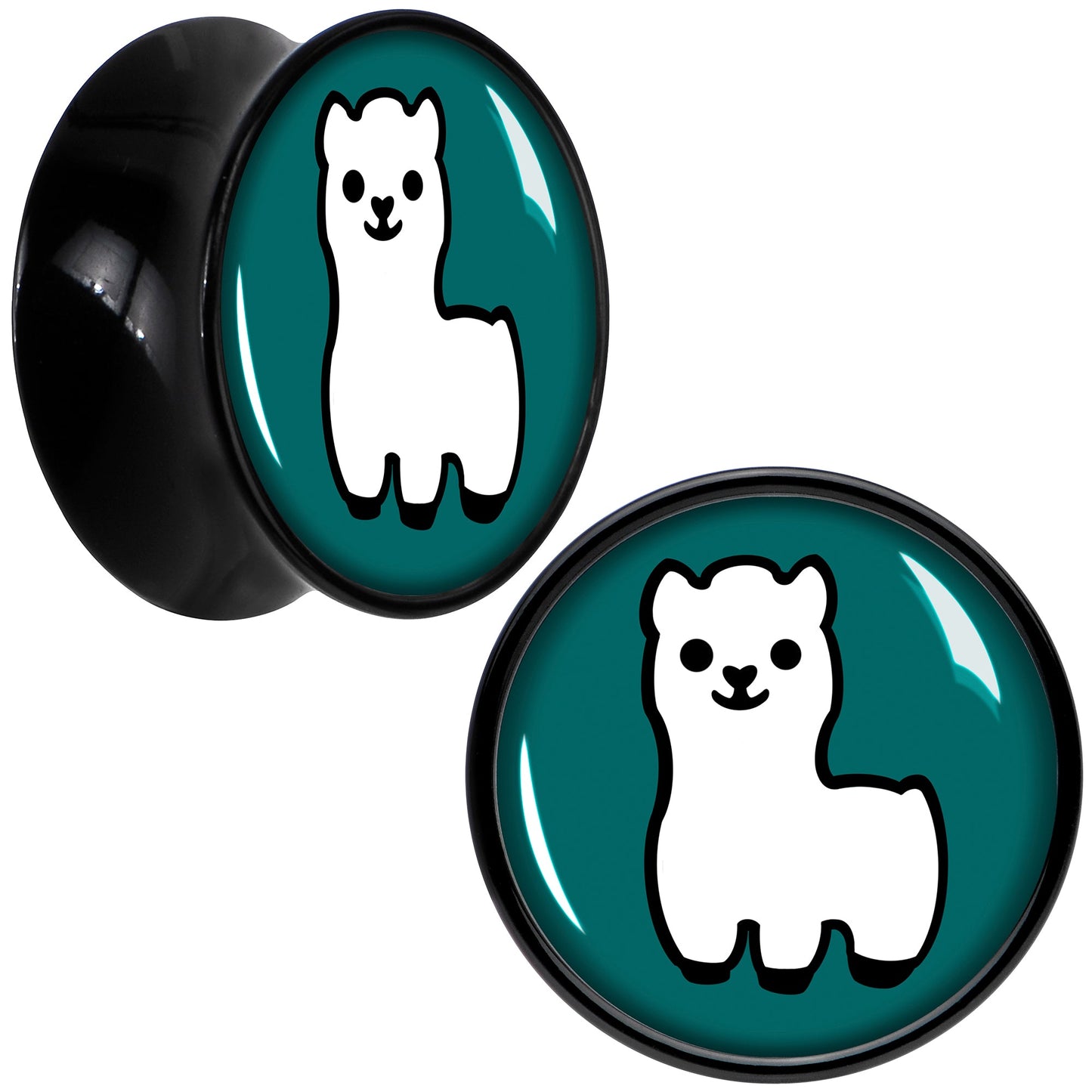 White Llama Black Acrylic Saddle Plug Set 8mm to 20mm by Onyx O