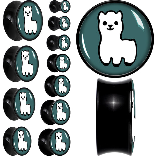 White Llama Black Acrylic Saddle Plug Set 8mm to 20mm by Onyx O