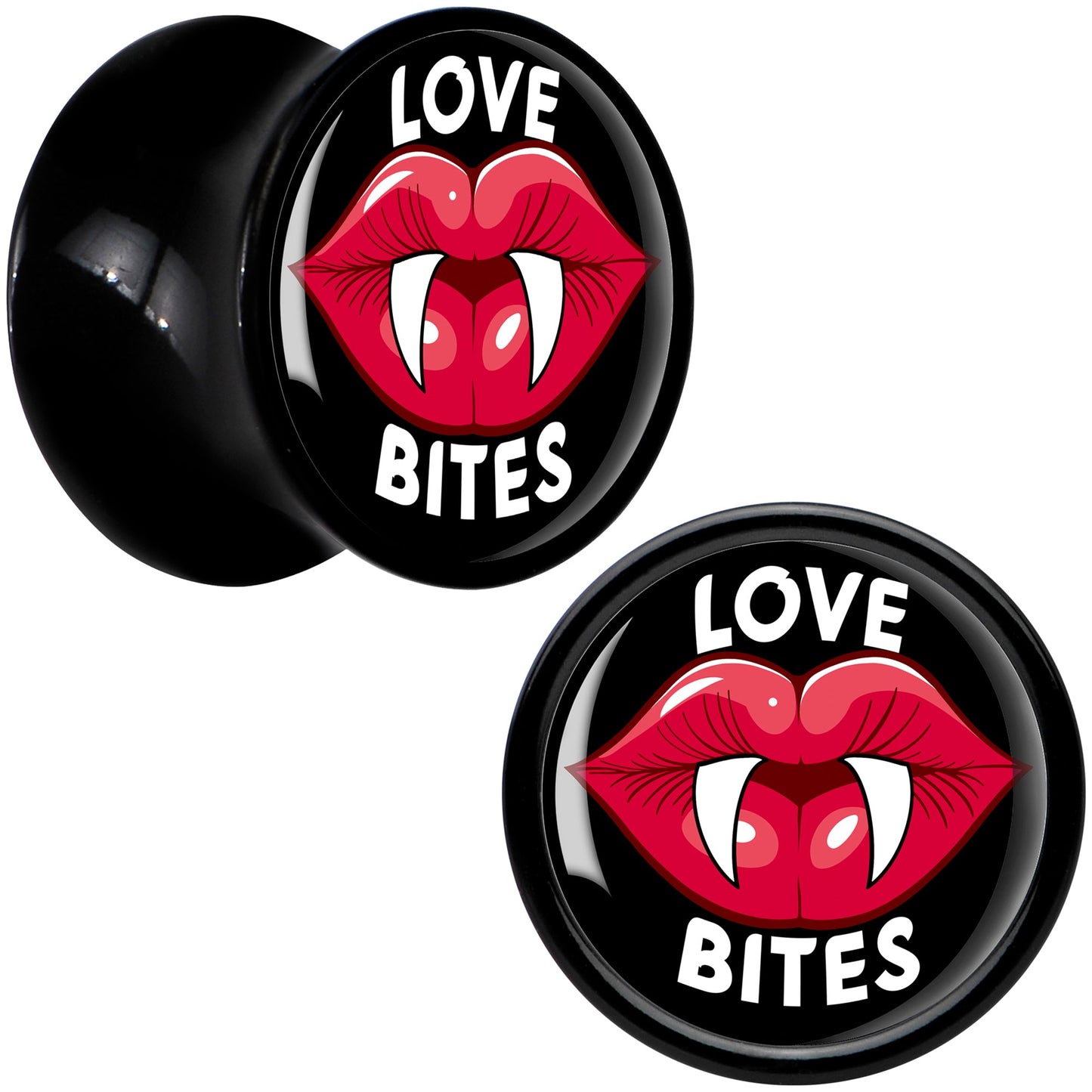 Valentine Love Bites Black Acrylic Saddle Plug Set by Onyx O