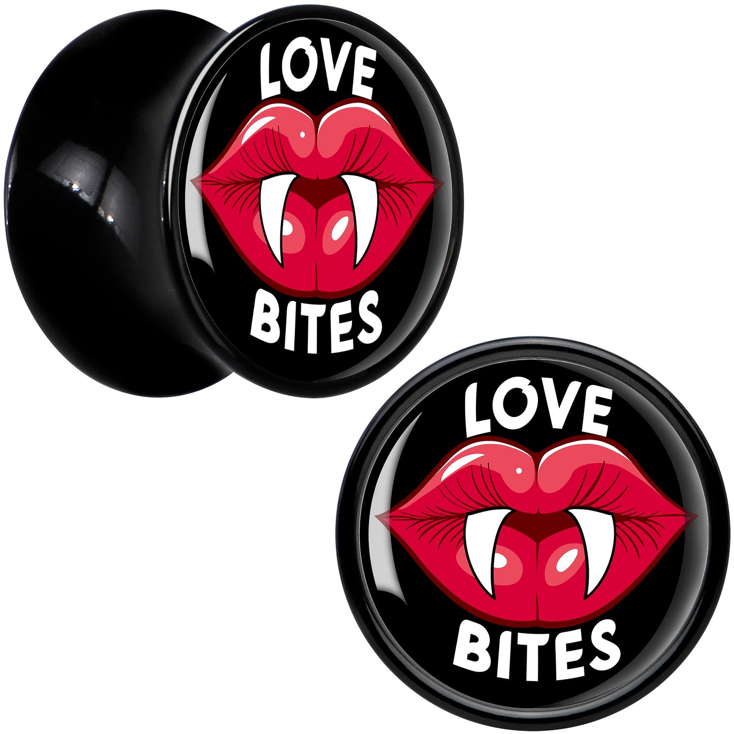 Valentine Love Bites Black Acrylic Saddle Plug Set by Onyx O