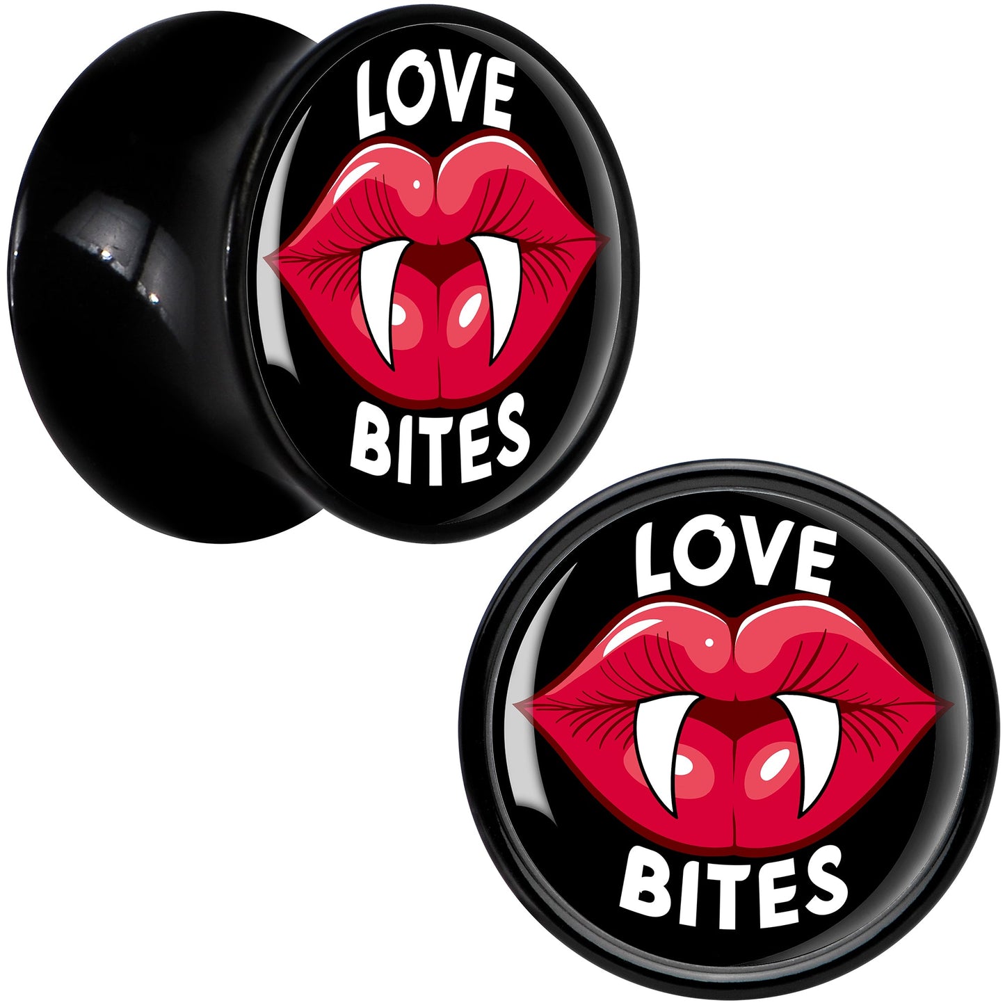 Valentine Love Bites Black Acrylic Saddle Plug Set by Onyx O