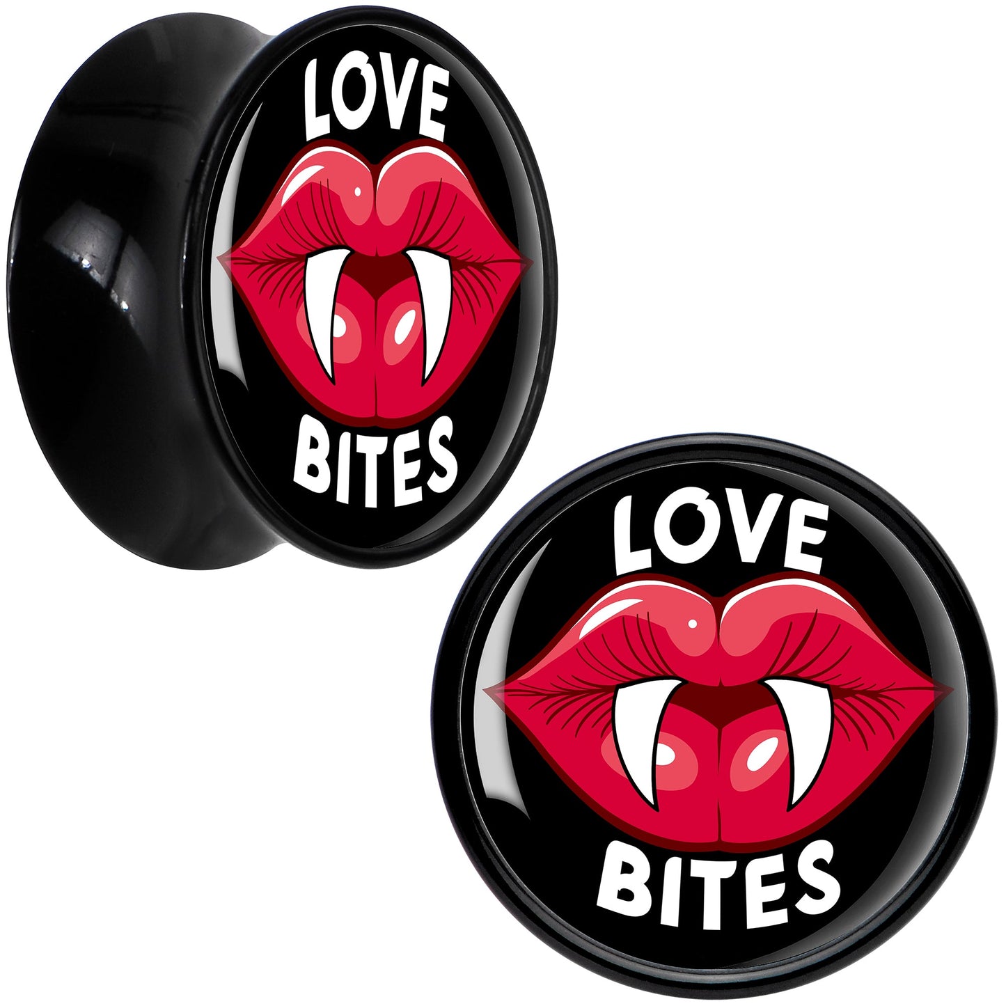 Valentine Love Bites Black Acrylic Saddle Plug Set by Onyx O
