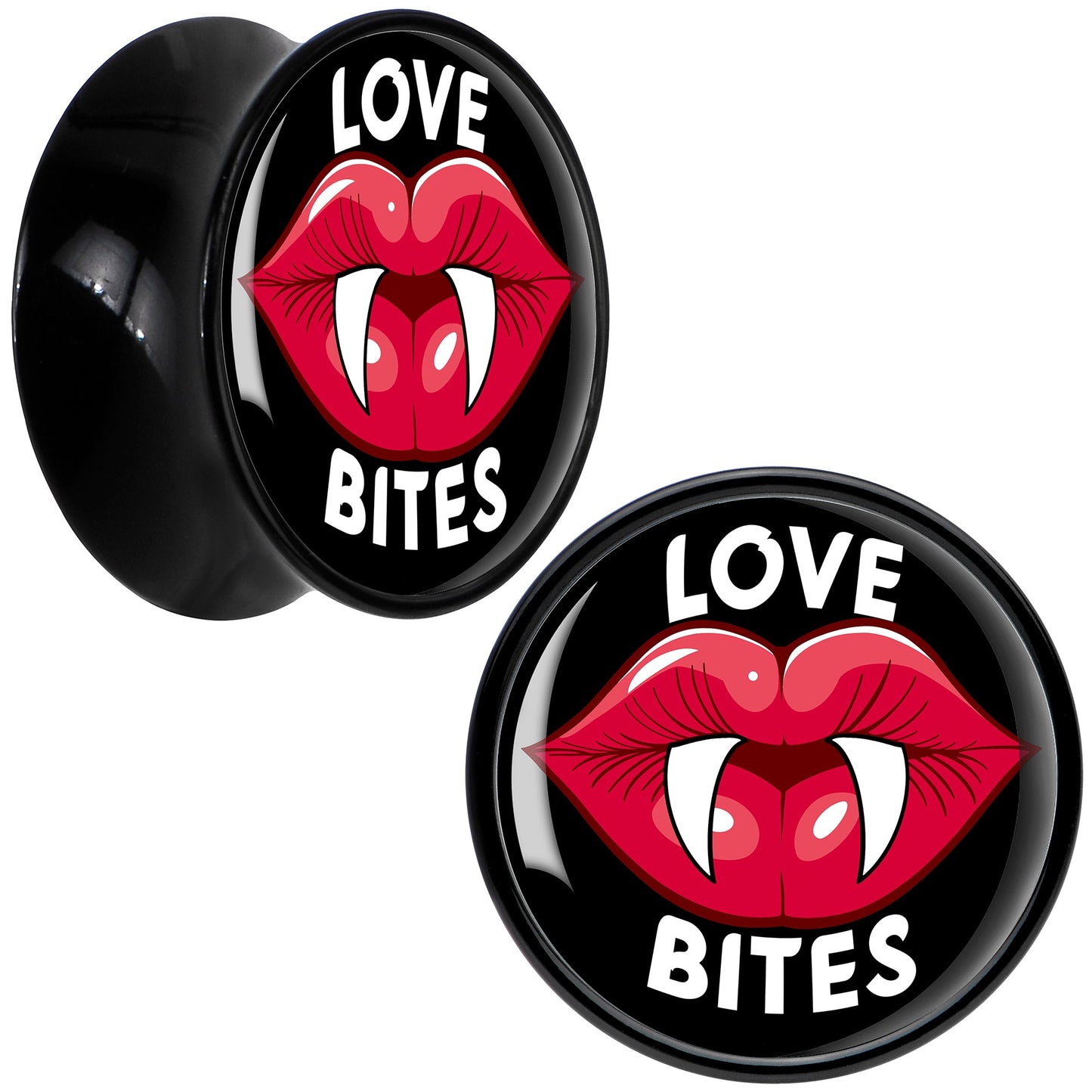 Valentine Love Bites Black Acrylic Saddle Plug Set by Onyx O