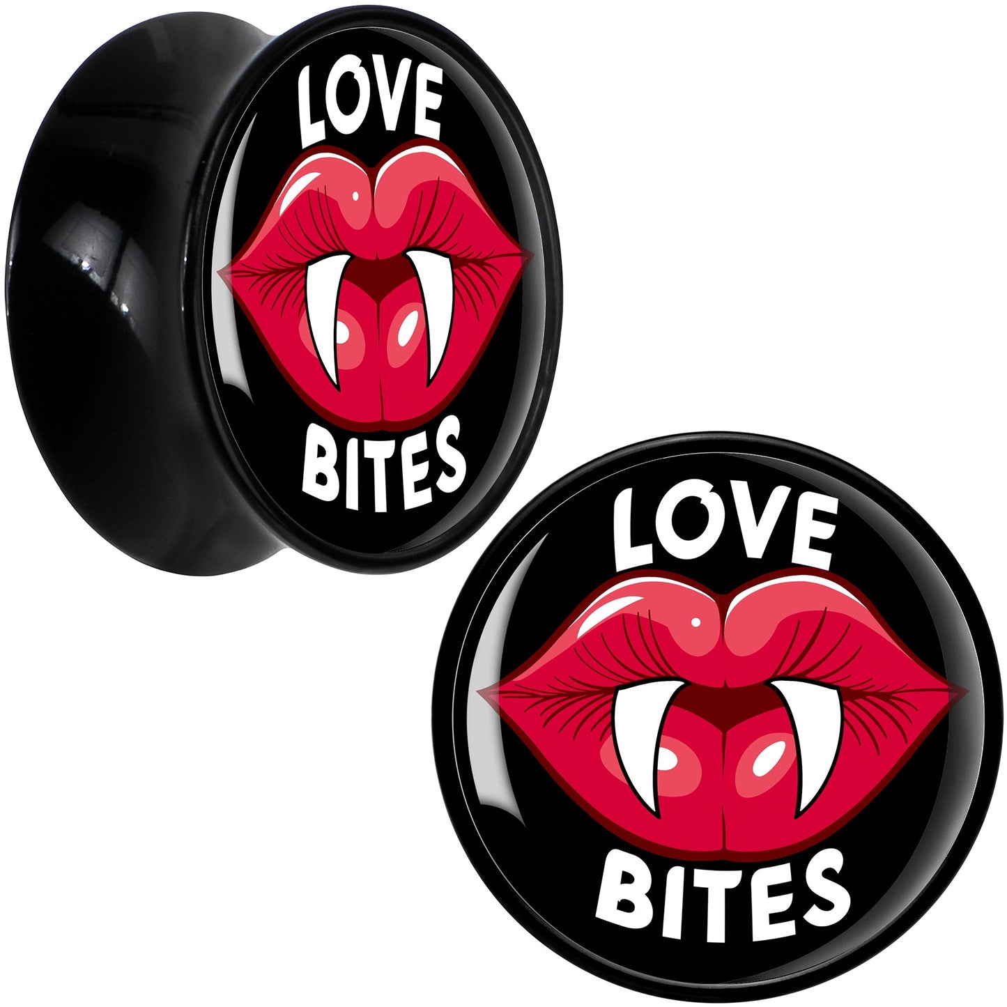 Valentine Love Bites Black Acrylic Saddle Plug Set by Onyx O