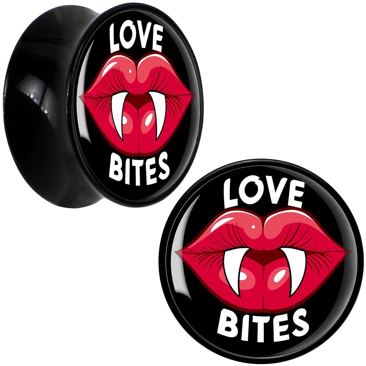 Valentine Love Bites Black Acrylic Saddle Plug Set by Onyx O