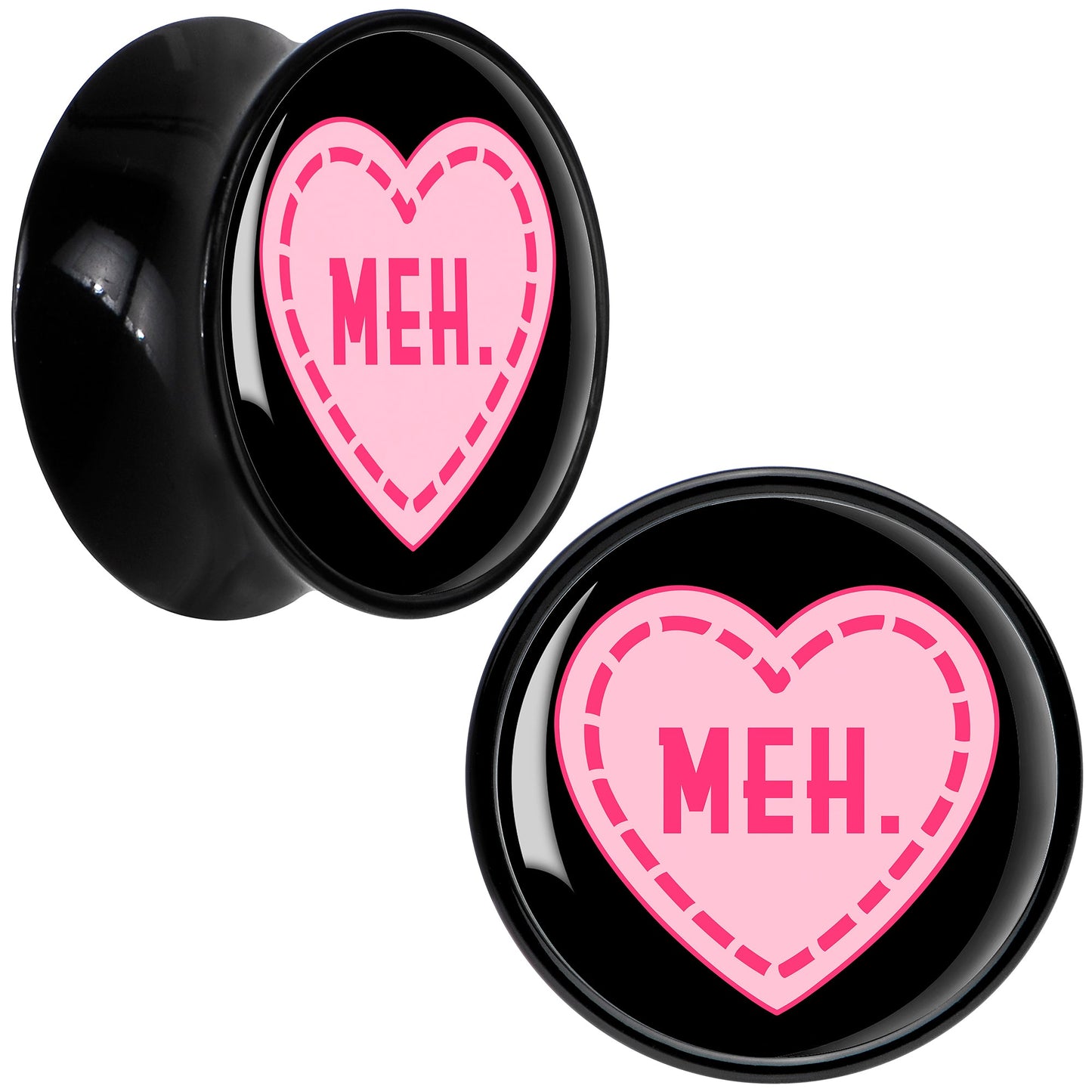 MEH Heart Black Acrylic Saddle Plug Set by Onyx O