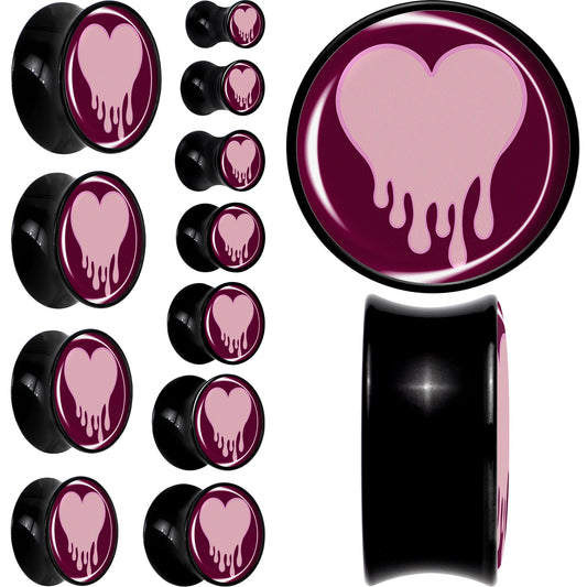 Pinkish Melting Heart Black Acrylic Saddle Plug Set by Onyx O