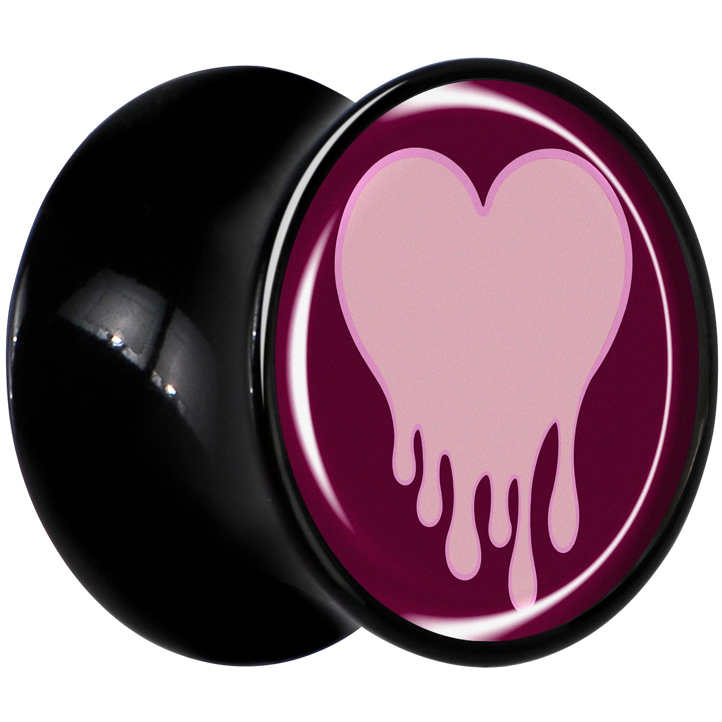 Pinkish Melting Heart Black Acrylic Saddle Plug Set by Onyx O
