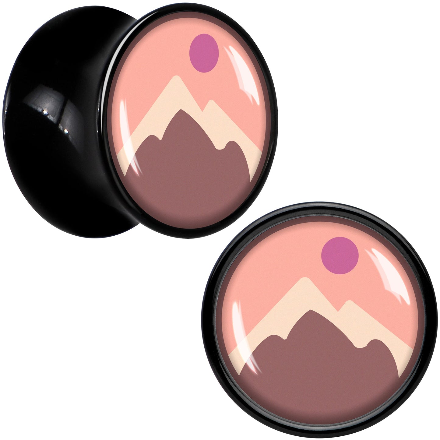 Mountain Sunrise Black Acrylic Saddle Plug Set by Onyx O