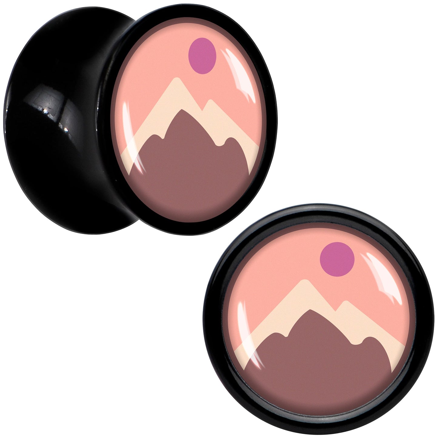 Mountain Sunrise Black Acrylic Saddle Plug Set by Onyx O