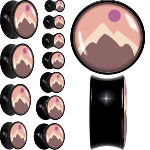 Mountain Sunrise Black Acrylic Saddle Plug Set by Onyx O