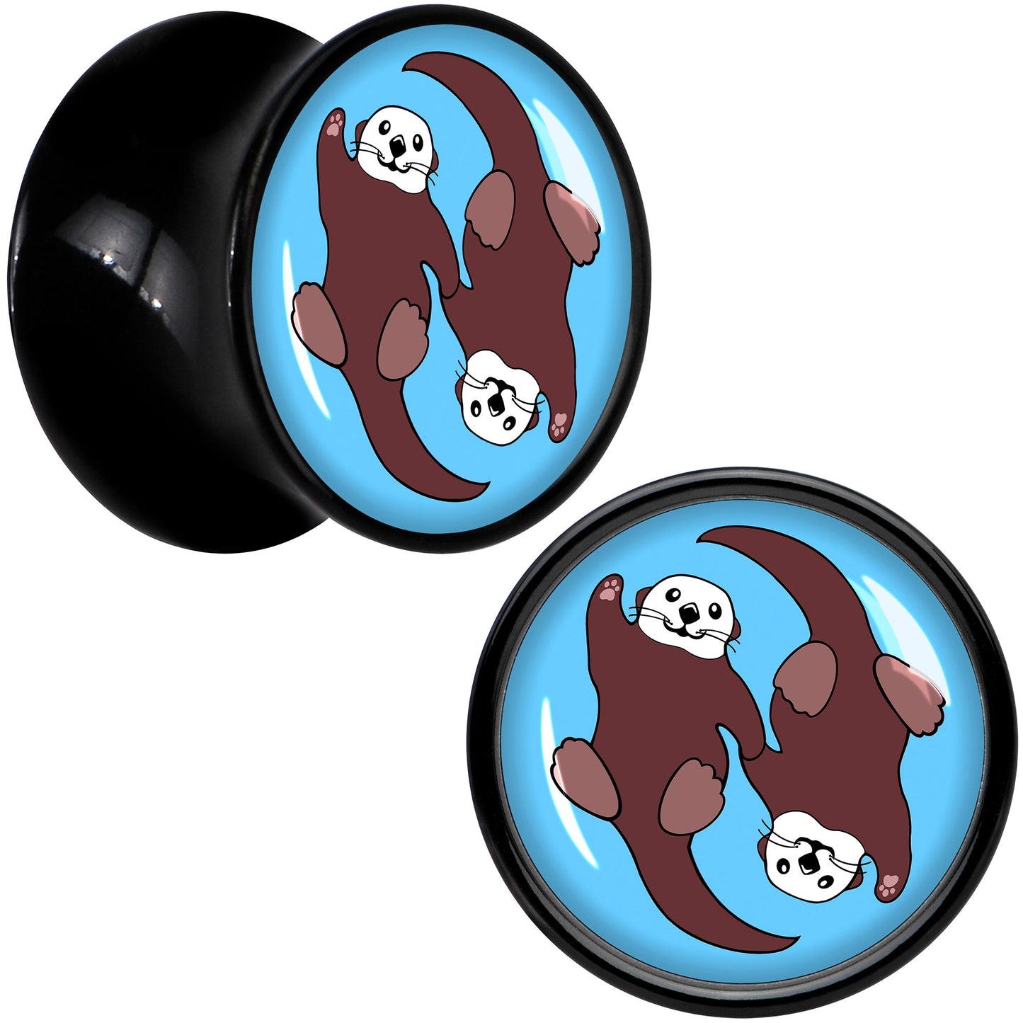Oh My Otters Animal Black Acrylic Saddle Plug Set by Onyx O