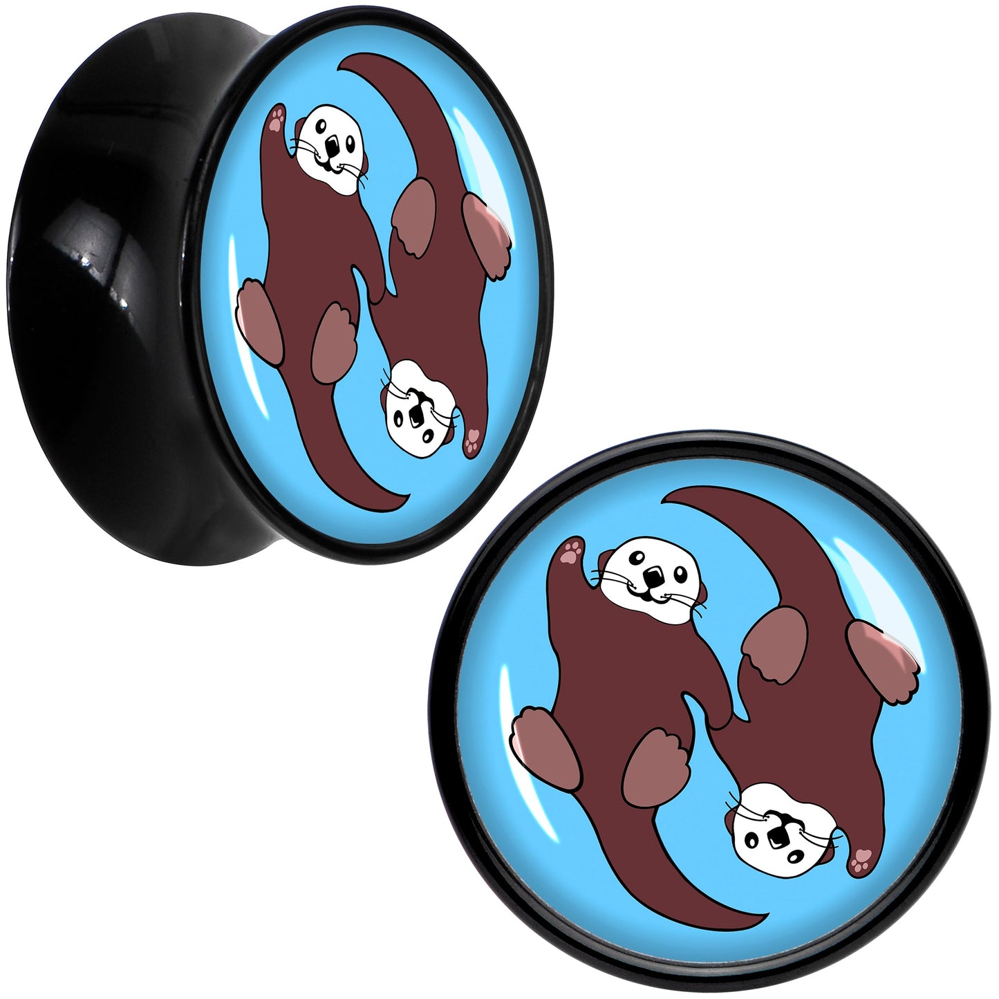 Oh My Otters Animal Black Acrylic Saddle Plug Set by Onyx O