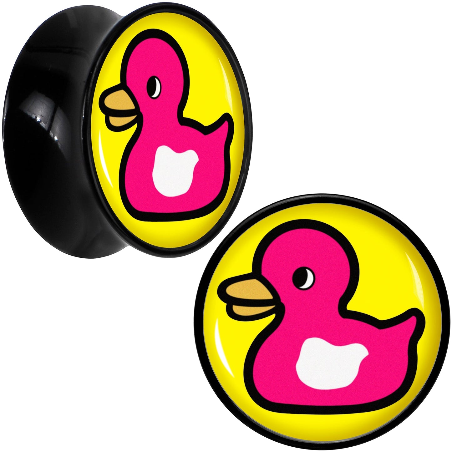 Black Acrylic Pink Ducky Double Flare Plug Set by Onyx O
