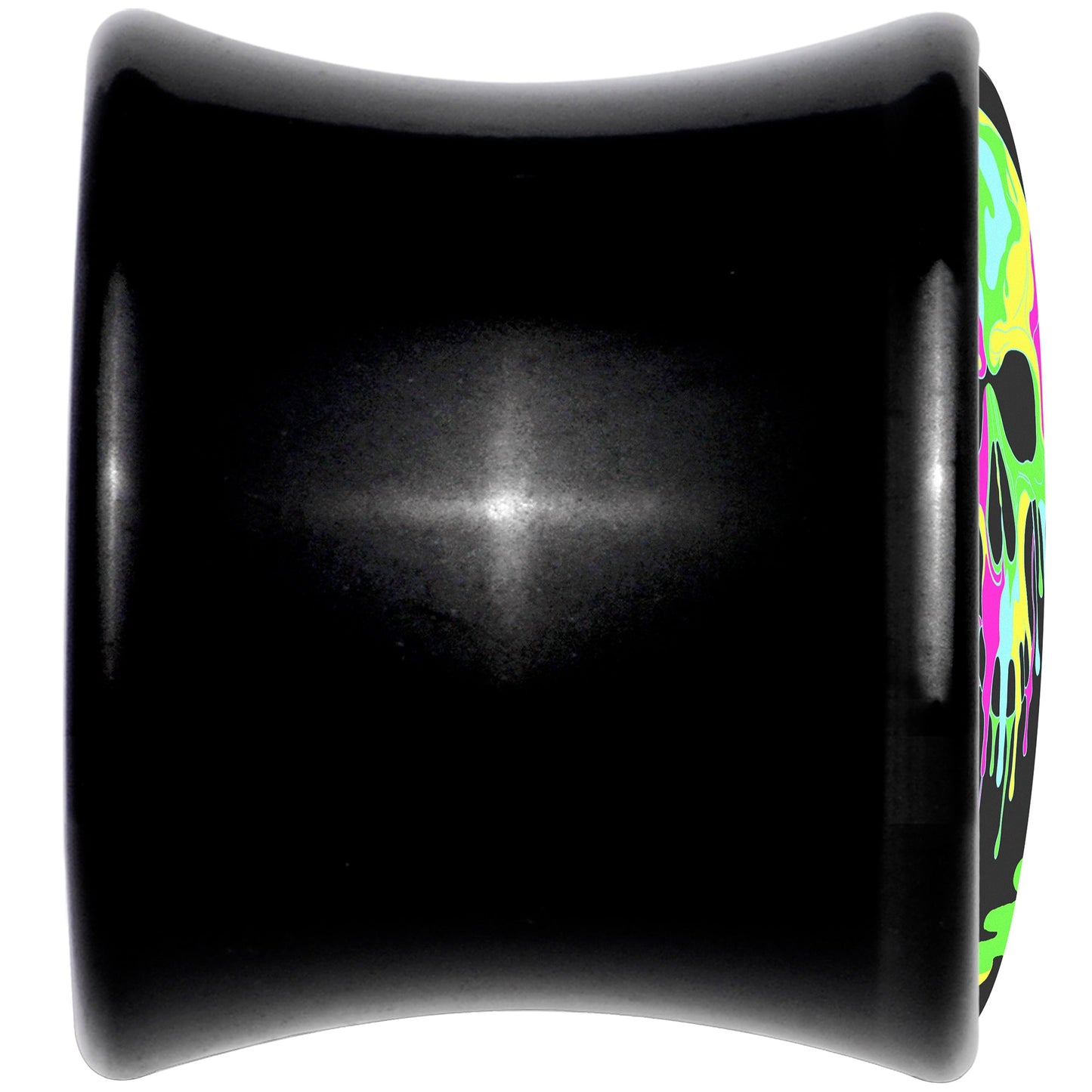 Ultra Bright Melting Skull Black Acrylic Saddle Plug Set by Onyx O